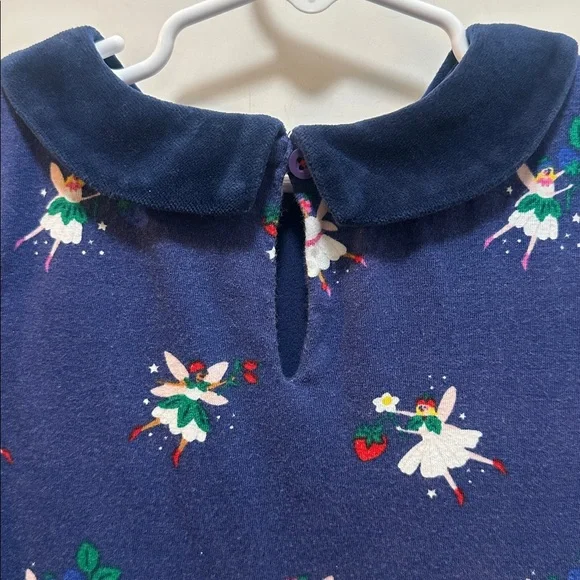 Mini Boden Dark Blue Dress with Colorful Fairy 🧚‍♀️ & Floral Design Size 5-6 Y - Picture 9 of 10